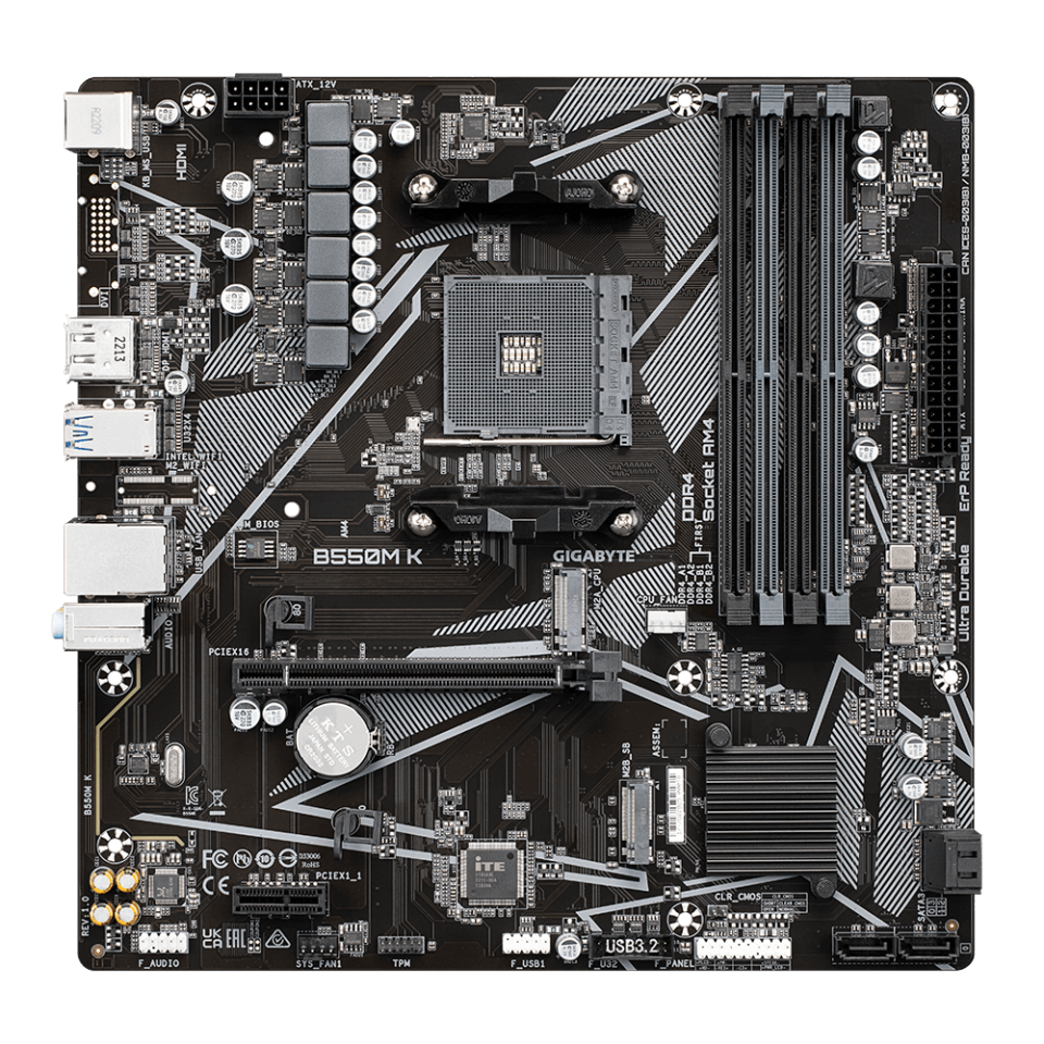 B550M K DDR4 4733MT/s(OC) AM4 mATX Anakart