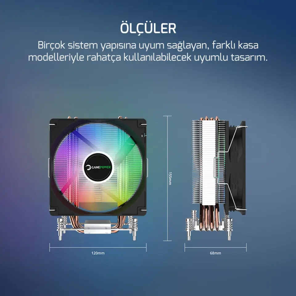 Glace TC4 ARGB 1x120mm Kule Tipi İşlemci Hava Soğutucu