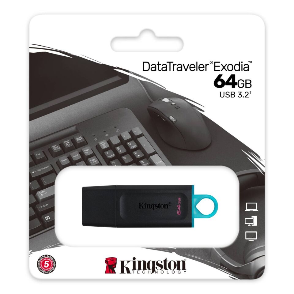 DataTraveler Exodia 64GB USB3.2 Flash Bellek (Turkuaz)